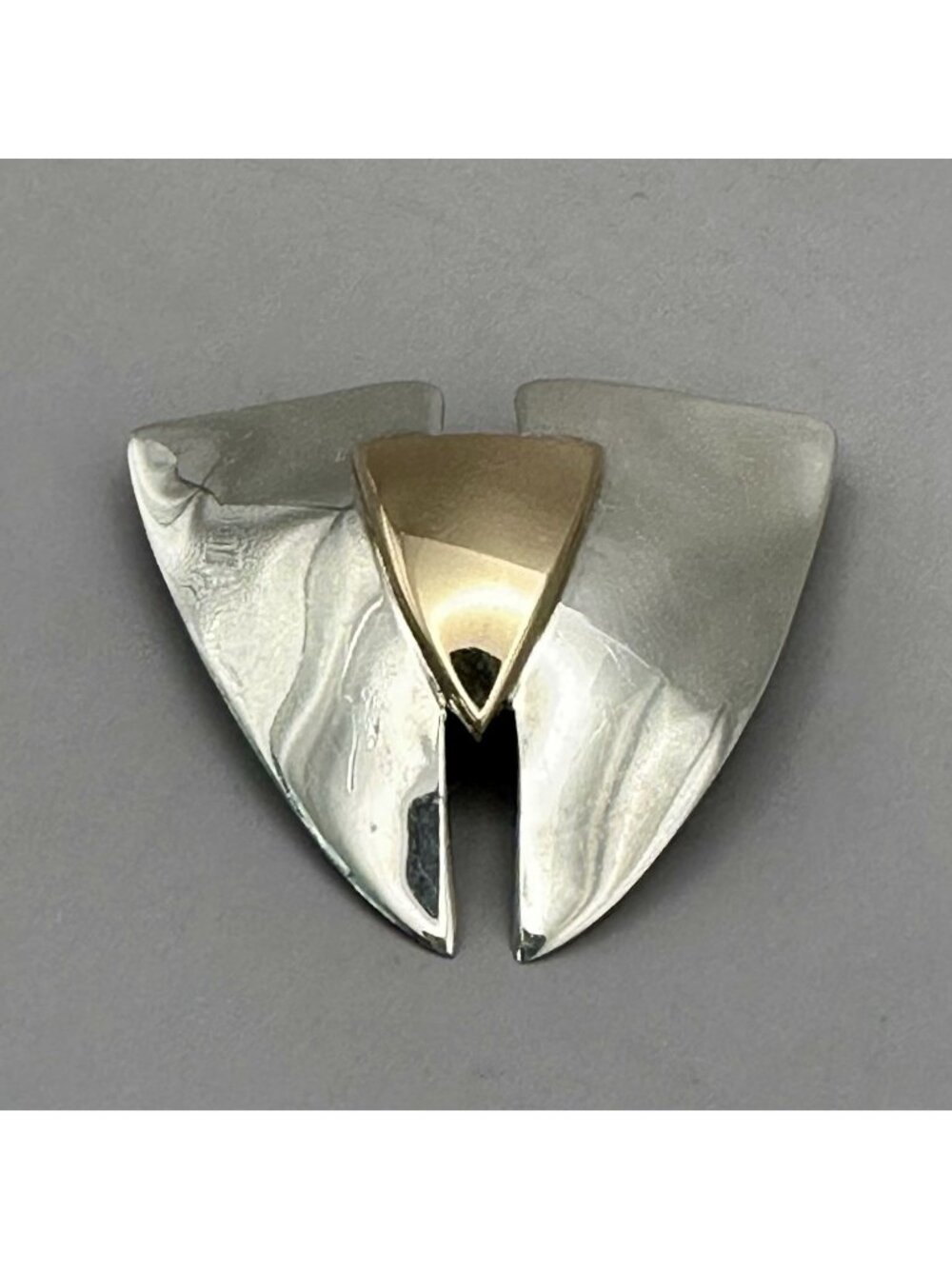 Signed Alburn R Sleeper Triangle Brooch Roycroft Renaissance Sterling Silver 14K